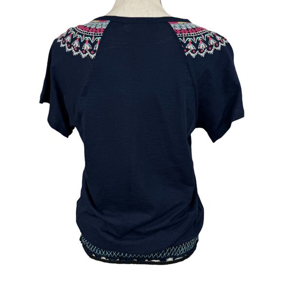 Style & Co Small Peasant Top Embroidered Tasseled Keyhole Cap Sleeve Stretch New - Picture 4 of 8